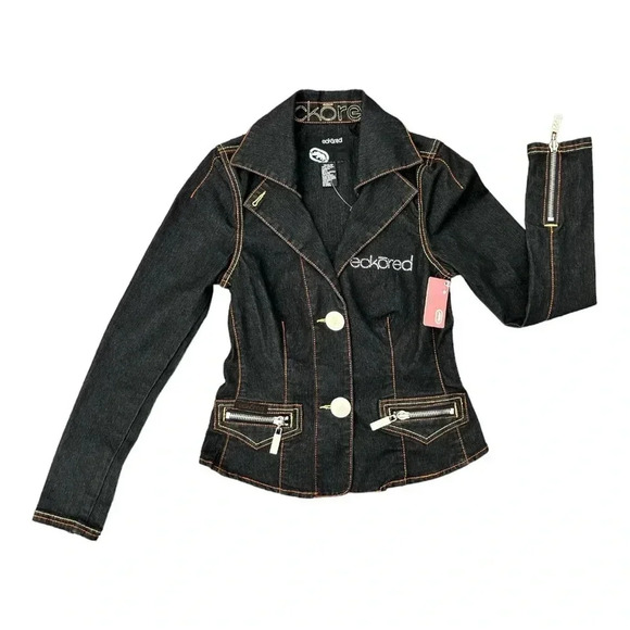 Vintage Y2K Ecko Red Rhinestone Embellished Dark Wash
Denim Jacket Fitted Rare - Picture 2 of 11